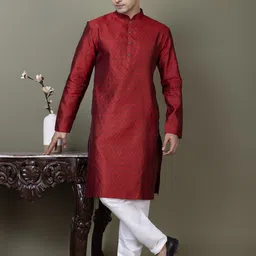 DEVOILER Men Jacquard Kurta-image-75
