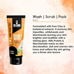 BEOMAN 3 In 1 Clean & Active Face Wash With Vitamin E - Scrub & Pack - 100 g image 5