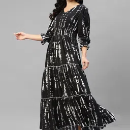 Jash Creation designer Printed V-Neck Tiered Long Dress Flared Maxi Dress for Women-picture-25