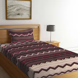 Myntra Elegant Homes Maroon Printed 300 TC Single Bedsheet Set 2.20 m x 1.50 m-image-76