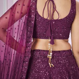 DIVASTRI Embellished Thread Work Semi-Stitched Lehenga & Unstitched Blouse With Dupatta image 2