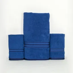 Aura Navy Blue 3 Pieces Cotton 400 GSM Towel Set-image-25