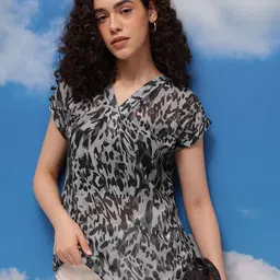 CORSICA Abstract Print V-Neck Extended Sleeves Top-picture-25