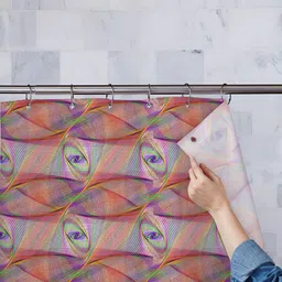 ArtzFolio Red & Blue Printed Waterproof Shower Curtain-6