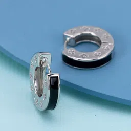 Kushal's Fashion Jewellery Rhodium-Plated Zircon Studded Circular Hoop Earrings-12