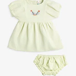 Ed-a-Mamma Baby Girls Floral Embroidered Cotton Fit & Flare Dress With bloomer-picture-2