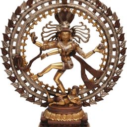 Exotic India Brown & Gold Toned Lord Natarja Religious Brass Idol Showpiece-image-56