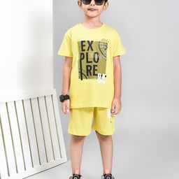 YOUMAA Boys Printed Round Neck Pure Cotton T-Shirt With Shorts-image-14