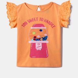 Nauti Nati Orange Printed Top for Girls-picture-36