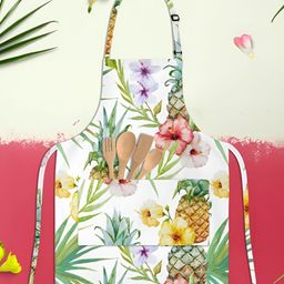 ArtzFolio White & Green Printed Cotton Aprons-16