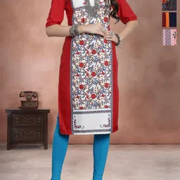 Anouk Rustic Women Pack Of 4 Ethnic Motifs Printed Crepe Straight Kurta-image-46