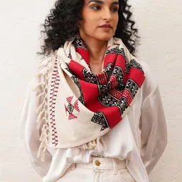 JAYPORE Ethnic Motifs Embroidered Cotton Dupatta-picture-8