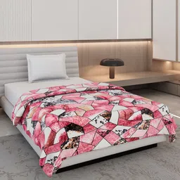 Monte Carlo Pink & White Geometric AC Room 290 GSM Single Bed Blanket-image-55