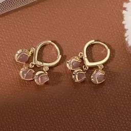 Estailo fashion Stainless Steel Gold-Plated Crystals Beaded Cozy Circular Hoop Earrings-image-16