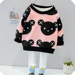 YK Girls Printed Round Neck Sweatshirt & Leggings-picture-43