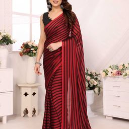 Mitera Striped Poly Georgette Ready to Wear Saree-picture-4
