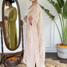 Ekta Textiles Floral Yoke Design Round Neck Thread Work Kurta With Trouser & Dupatta image 3