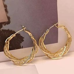 PolluxCraftKorean Gold Plated Contemporary Shaped Hoop Earrings-image-70