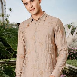 Thomas Scott Men Embroidered Slim Fit Opaque Casual Shirt-picture-33