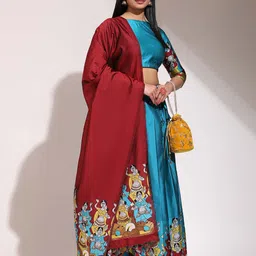 Payu Semi-Stitched Lehenga & Unstitched Blouse With Dupatta image 3