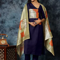 Sangria Women Quirky Printed Kurta with Trousers & Dupatta-picture-30