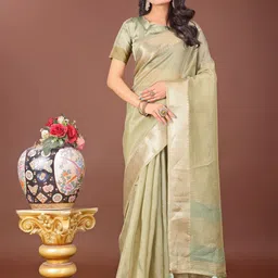 Pandadi Saree Woven Zari Border Organza Sarees-image-97