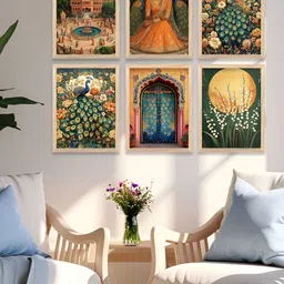 Kotart Brown & Mustard 6 and more Piece Wood Abstract Wall Paintings-image-46