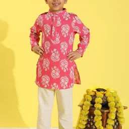 Cutiekins Boys Floral Printed Regular Kurta with Pyjamas-26
