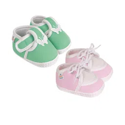 Neska Moda Newborn 2 Pair Set 3 To 12 Month Unisex Baby Cotton Butterfly Design Soft Lace Booties (Toe to Heel Length - 12 cm, Mint, Baby Pink)-11