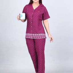CLINT Printed Lapel Collar Shirt & Trousers Night Suit-image-22