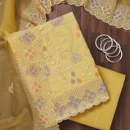 Koskii Embellished Crepe Unstitched Dress Material-image-99