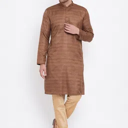 VASTRAMAY Striped Mandarin Collar Kurta with Churidar-picture-22