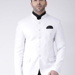 Hangup Men White Solid Bandhgala Blazers-picture-25