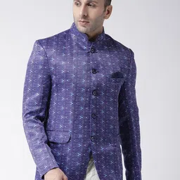 Hangup Men Blue Printed Bandhagala Blazers-image-62