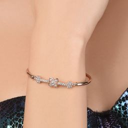 AMI Women Rose Gold Brass Cubic Zirconia Kada Bracelet-77