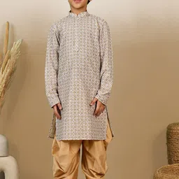 Sanwara Boys Ethnic Motifs Printed Mandarin Collar Straight Kurta With Dhoti Pants-picture-22
