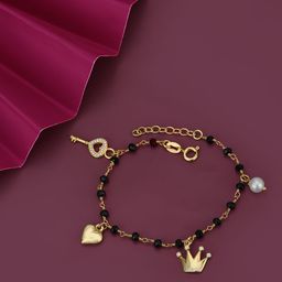 Carlton London Women Cubic Zirconia Gold-Plated Mangalsutra Charm Bracelet-80
