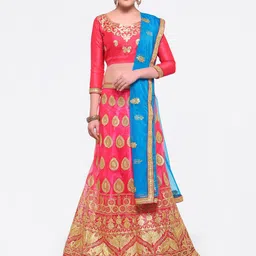 MANVAA Embroidered Semi-Stitched Lehenga & Unstitched Blouse With Dupatta-picture-36