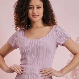 Athena Round Neck Short Sleeves Textured Top-image-20