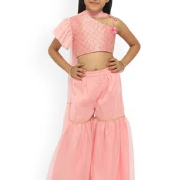 Nauti Nati Girls Embroidered Thread Work Top with Sharara & Dupatta-picture-32