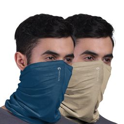 FREECULTR Unisex Blue & Beige Pack Of 2 Solid Anti Microbial Bamboo Bandana Headband-image-92