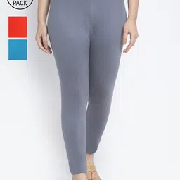 Jinfo Women Cotton Pack Of 3 Ankle-Length Leggings-picture-24