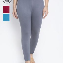 GRACIT Women Cotton Ankle Length Leggings Pack Of 3-image-81