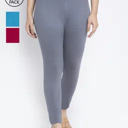Jinfo Women Cotton Ankle Length Leggings Pack of 3-image-95