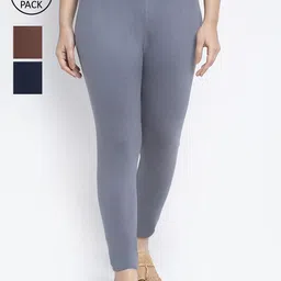 Jinfo Women Cotton Ankle Length Leggings Pack of 3-image-85