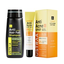 Ustraa Set of Anti Hair Fall Shampoo 250 ml & Oil Free Anti-Acne Spot Gel 15 g-15