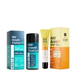 Ustraa Men Set of Hair Growth Vitalizer 100 ml & Oil Free Anti-Acne Spot Gel 15 g-0