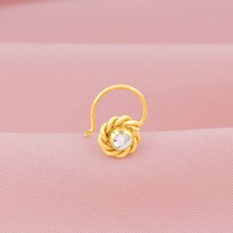 GIVA 925 Sterling Silver Gold-Plated Stone Studded Clip-On Chaleya Nosepin-image-2