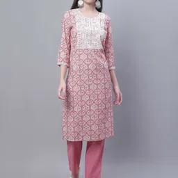 Cantabil Ethnic Motifs Printed Thread & Mirror Work Kurta with Trousers-picture-50