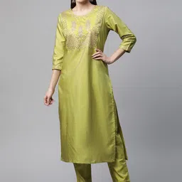 Sringam Ethnic Motif Embroidered Sequinned Kurta with Trousers-picture-26